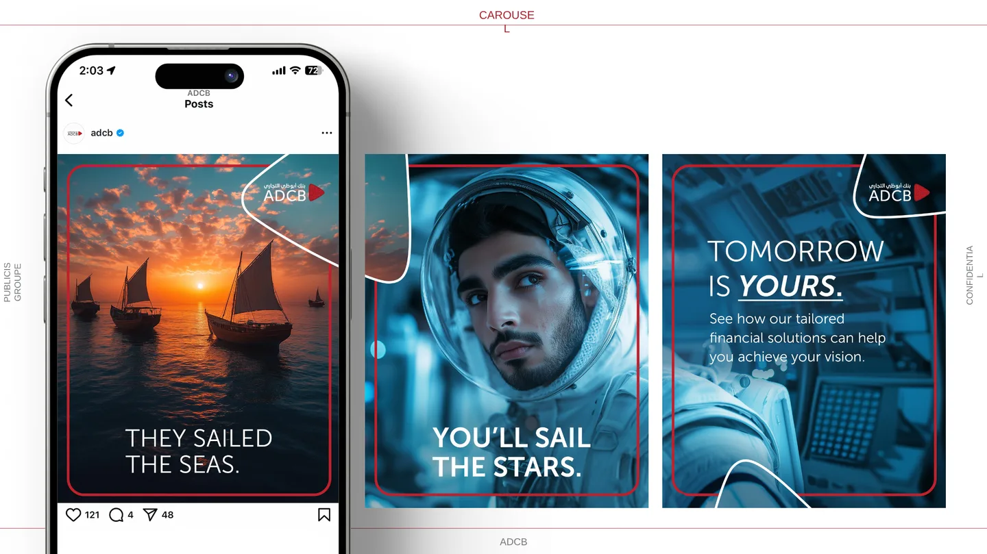 Carousel mock-up: They sailed the seas. You’ll sail the stars. Tomorrow is yours.