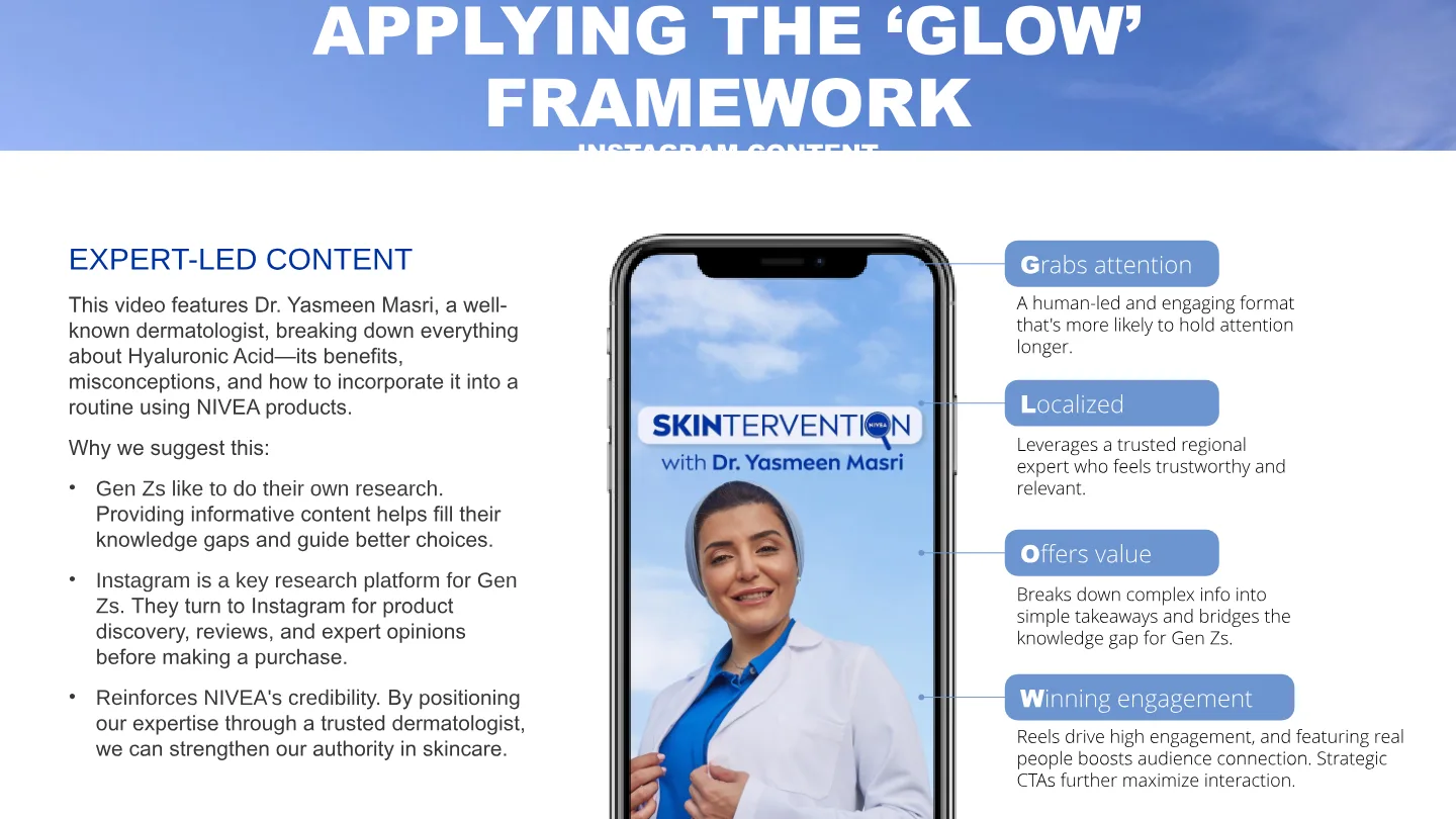 Skintervention: an expert-led Reel concept with a regional dermatologist.