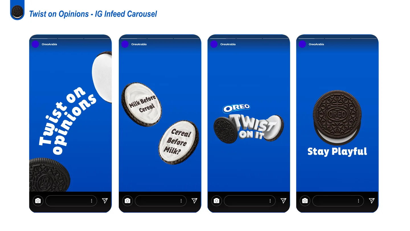 Twist on Opinions: Instagram carousels pitting milk-before-cereal against cereal-before-milk.