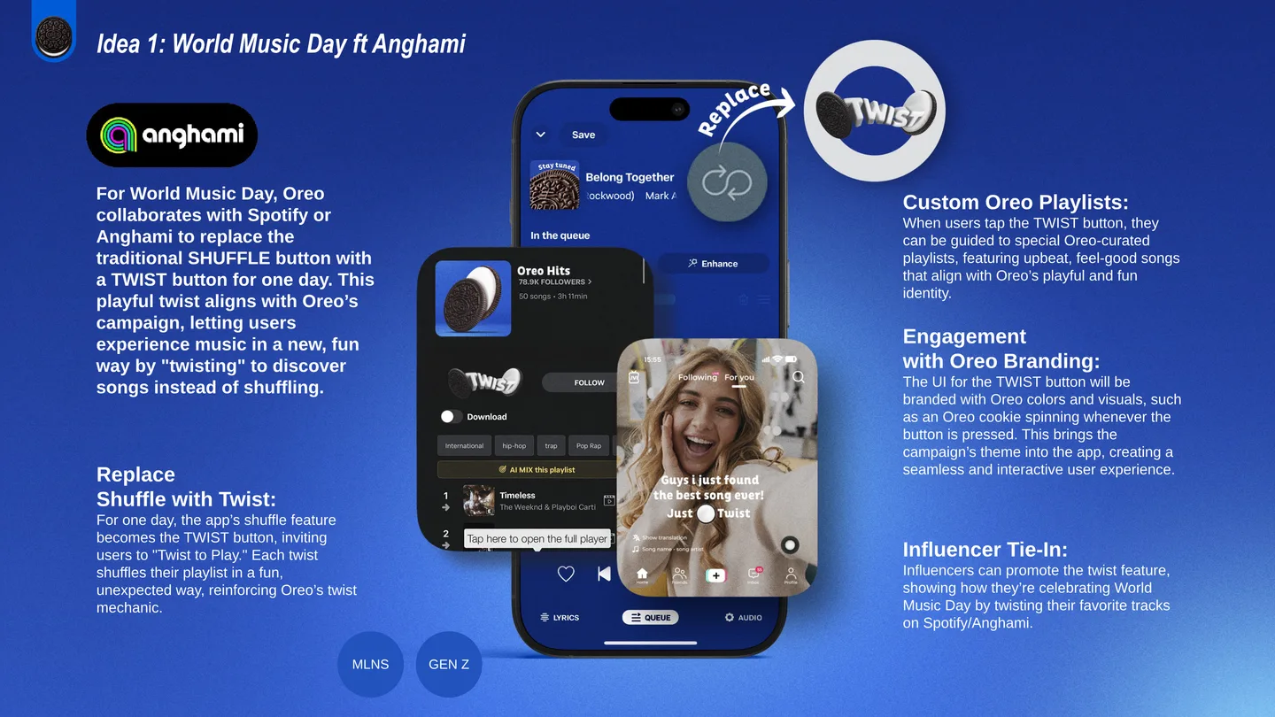World Music Day with Anghami: the Shuffle button replaced with a Twist button.